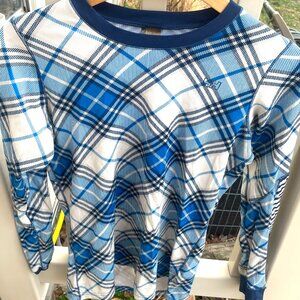 HELLY HANSEN Long Sleeve Blue Plaid Base Layer Top - Size Large, Like New!